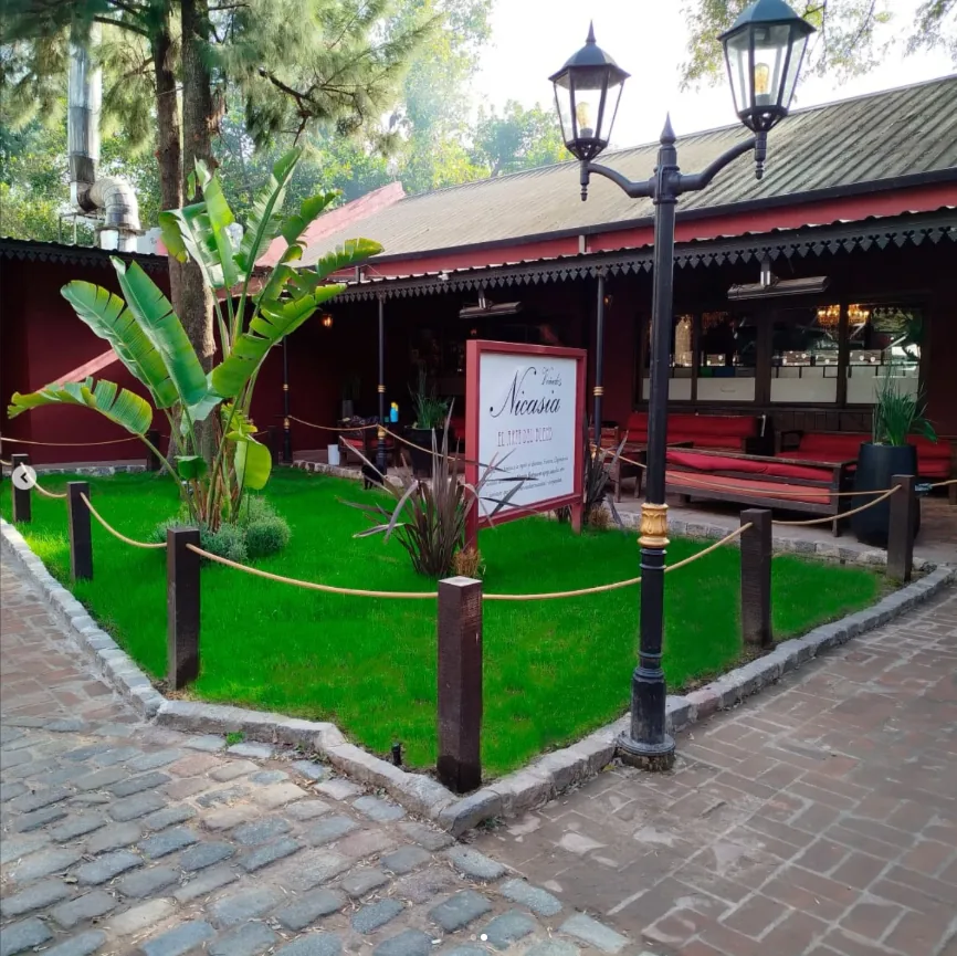 Jardín exterior diseñado por Inplant, con vegetación exuberante y ambientación cálida
